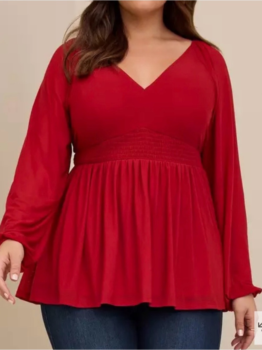 NWOT Torrid Red Blouson Sleeve Mesh Babydoll Top size 3x (22-24)